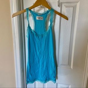 A&F racerback lace trimmed aqua tank, size S